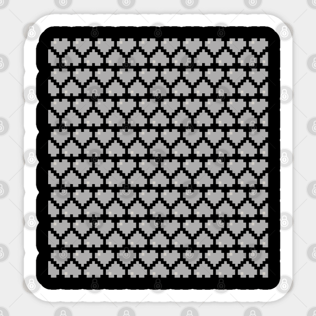 Seamless Pattern of Silver Pixel Hearts Sticker by gkillerb